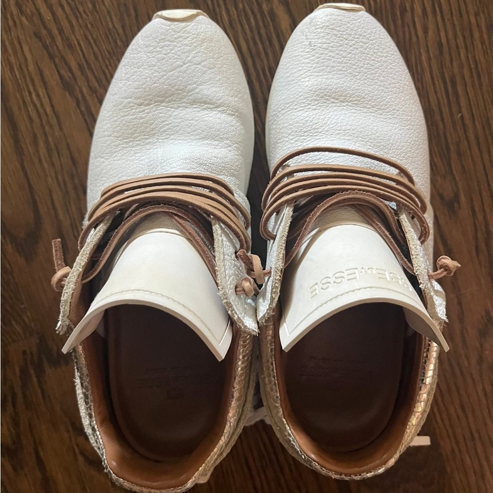 Women's White and Brown Athletic Shoes